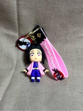 Pink Anime Keychain with Character Charm